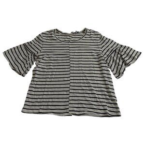 Splendid Black White Striped Women Knit Top Women Size S Flared Short Sleeves
